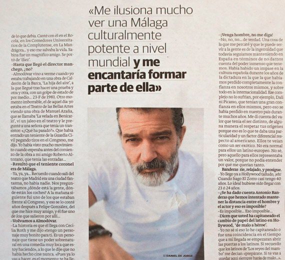Entrevista a Antonio Banderas en Diario Sur